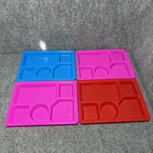 Cafeteria Lunch School Food Tray Daycare Kindergarten Lot Of (4) Plates USA MADE